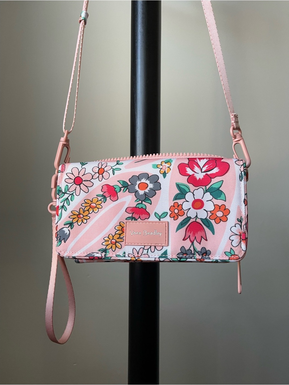 Vera Bradley RFID All in One Floral Crossbody in Prairie Paisley wrist strap